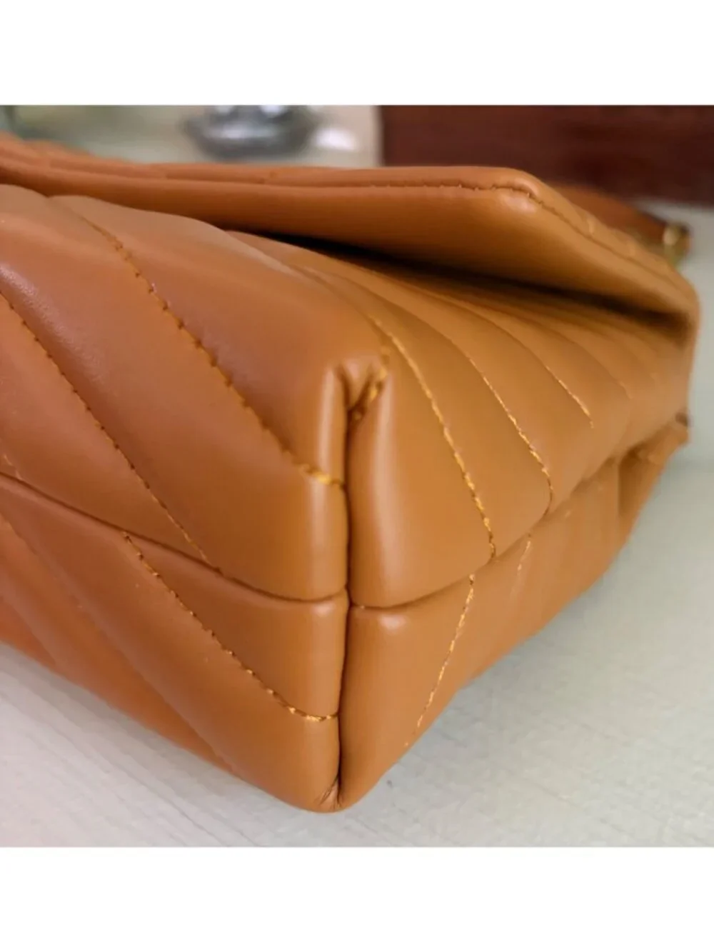 NWT Tory Burch Kira Chevron Leather Convertible Shoulder Bag Squash Orange